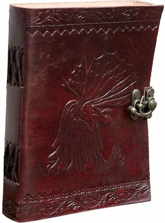 Angel Leather Journal – Handcrafted Diary with Embossed Angel Design & Double Clasp Closure