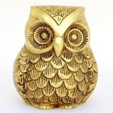 Brass Owl Statue (Lakshmi ji vahan)Lucky Owl Brass Idol – Golden Brass Owl Figurine for Good Luck & Home Decor