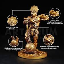 Bahubali Hanuman Idol for Car Dashboard – 4-Inch Handmade Lord Hanuman Statue for Protection & Strength