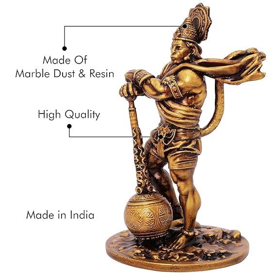 Bahubali Hanuman Idol for Car Dashboard – 4-Inch Handmade Lord Hanuman Statue for Protection & Strength
