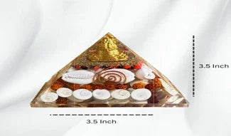 Shree Yantra Gomti Chakra Pyramid with Rudraksha, White Kauri & Orgonite – Spiritual Vastu Tool for Luck, Energy Balance & Prosperity | Namami Store