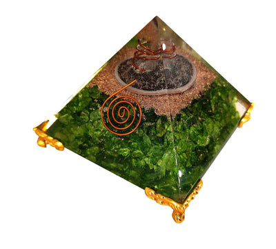 Orgone Peridot Pyramid for Energy Healing, EMF Protection & Prosperity