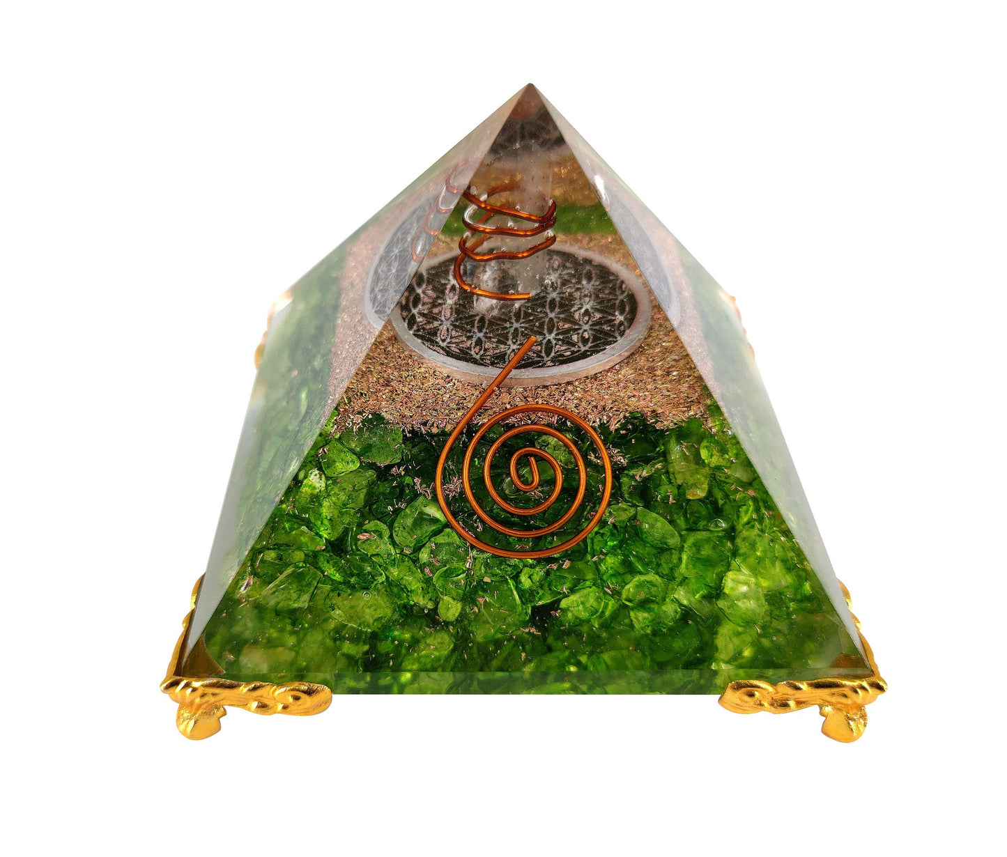 Orgone Peridot Pyramid for Energy Healing, EMF Protection & Prosperity