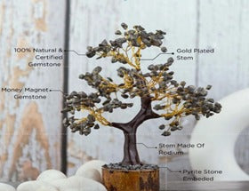 Pyrite Crystal Tree for Wealth & Success – 300 Chip Golden Money Tree for Vastu, Healing & Home Decor (10–12 Inches) | Namami Store