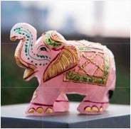 Handcrafted Rose Quartz Elephant Idol – Trunk Up for Good Luck & Vastu | Home & Office Decor