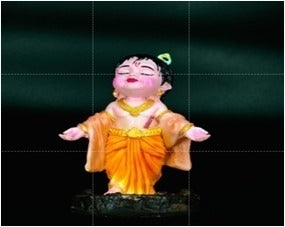 Bal Gopal Krishna Idol – Resin with Gold Finish | Krishna Murti for Car Dashboard, Home Temple & Office Decor | Hindu God Statue