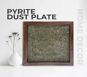 Crystal Stone Frame with Natural Pyrite Dust Plate – Wooden Frame for Home & Office Decor, Vastu & Energy Protection | Namami Store