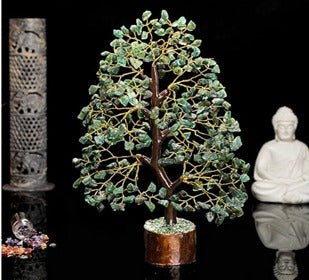 Green Aventurine Crystal Money Tree – 300 Chip Gemstone Tree of Life for Wealth, Healing & Home Decor (10–12 Inch) | Namami Store