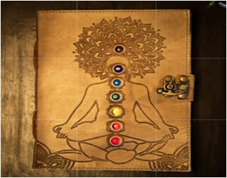 Seven Chakra Leather Diary – Handmade Spiritual Journal with Gemstones & Lock Closure
