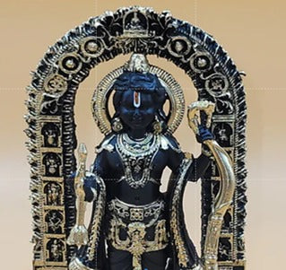 Golden Ram Lalla Idol – 7-Inch Shree Ram Lalla Statue for Home Mandir & Pooja Decor | Resin Marble Dust Handmade Murti | Namami Store