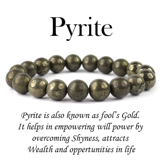 Natural Pyrite Bracelet – Wealth, Protection & Energy | Unisex Crystal Jewelry