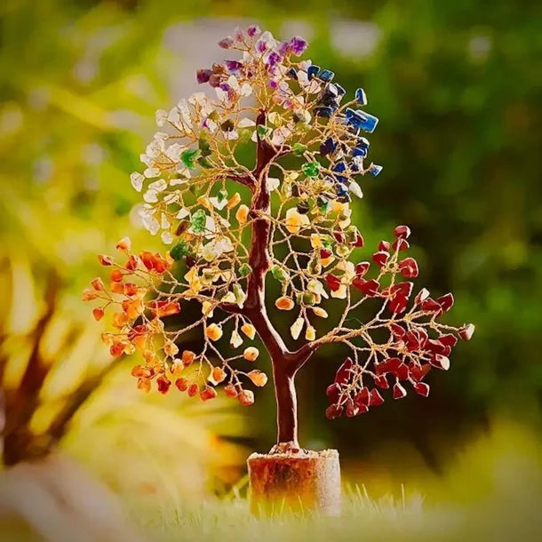 Seven Chakra Gemstone Crystal Tree – Multicolour Natural Healing Crystals for Positive Energy, Home Decor & Spiritual Gifts