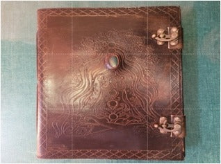 Angel Leather Journal – Handcrafted Diary with Embossed Angel Design & Double Clasp Closure