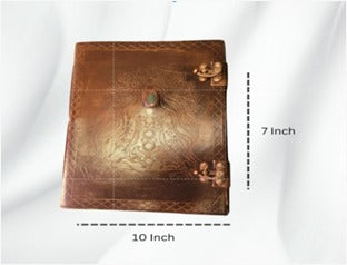Angel Leather Journal – Handcrafted Diary with Embossed Angel Design & Double Clasp Closure