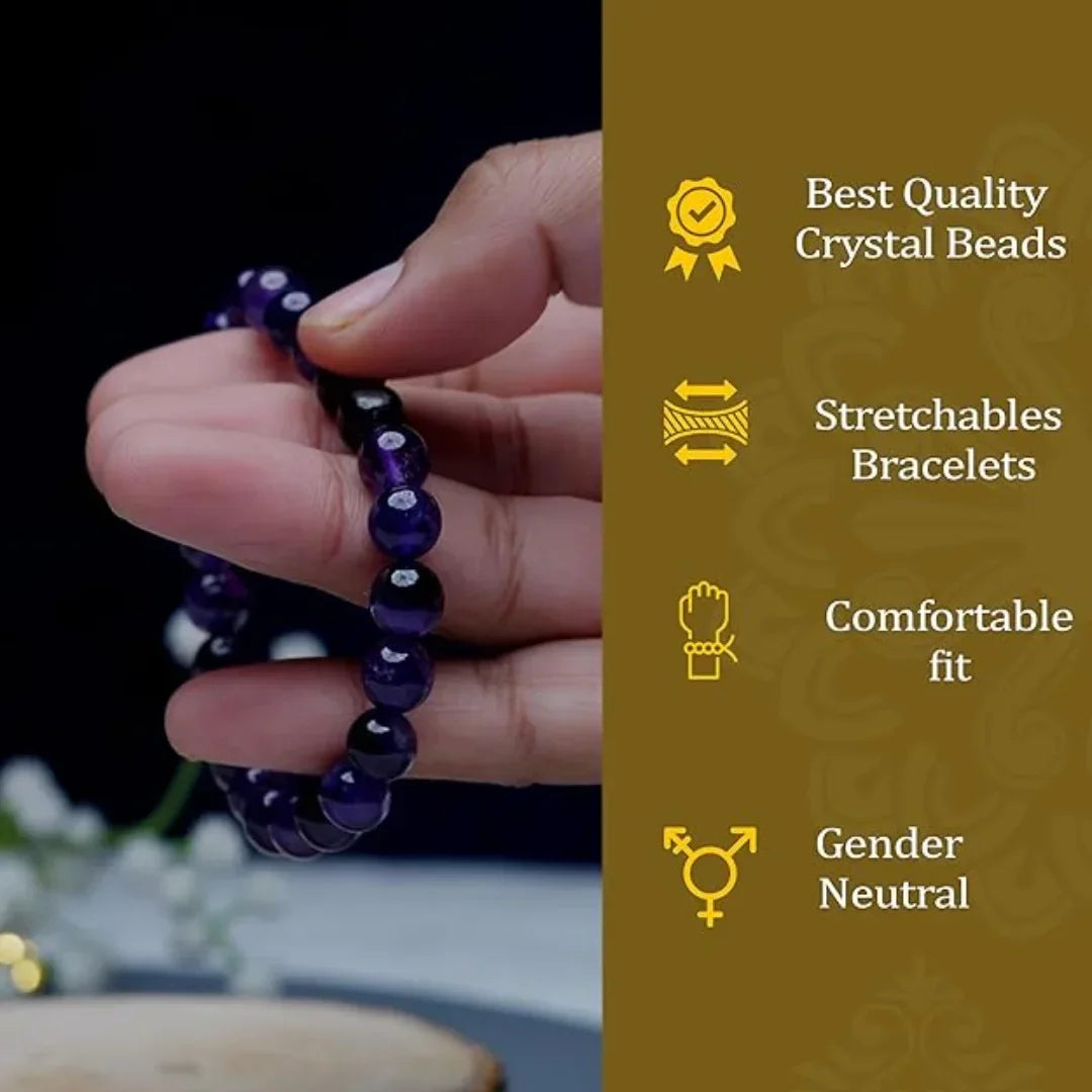 Amethyst Stretchable Bracelet for Confidence & Wealth – Namami Store