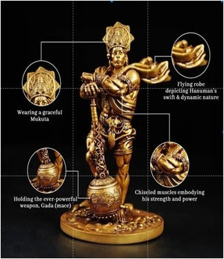 Bahubali Hanuman Idol for Car Dashboard – 4-Inch Handmade Lord Hanuman Statue for Protection & Strength