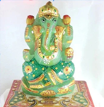 SAMRIIDHHII Green Aventurine Ganesha Idol – Handcrafted Crystal Ganesh Murti for Abundance, Luck & Home Decor – Small | Namami Store