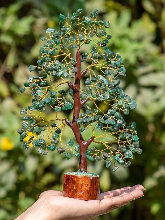 Green Aventurine Crystal Money Tree – 300 Chip Gemstone Tree of Life for Wealth, Healing & Home Decor (10–12 Inch) | Namami Store