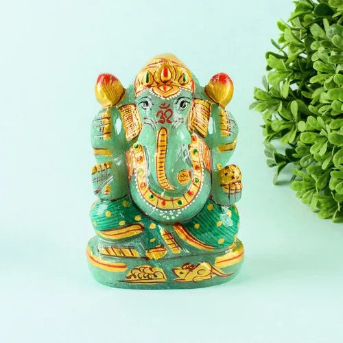 SAMRIIDHHII Green Aventurine Ganesha Idol – Handcrafted Crystal Ganesh Murti for Abundance, Luck & Home Decor – Small | Namami Store
