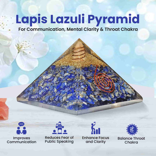Lapis Lazuli Orgone Pyramid – Handmade in India | Boost Mind, Clarity & Energy