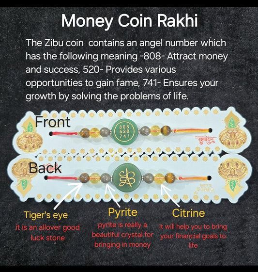 Money Coin Rakhi – Angel Number Zibu Coin for Wealth, Fame & Growth