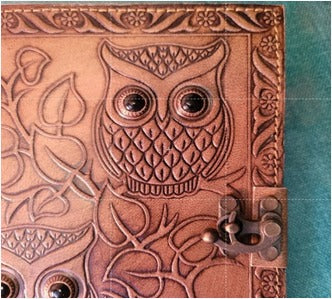 Owl Leather Journal Diary – Handcrafted Wisdom Notebook for Writing & Gifting