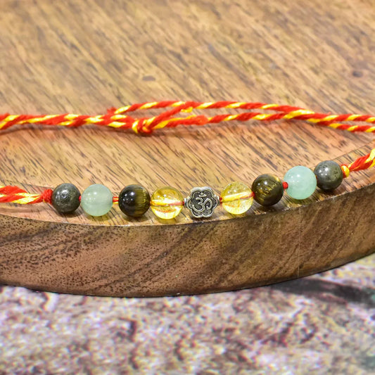 Money Magnet Rakhi – Crystal Rakhi with Citrine, Pyrite & Jade for Prosperity | Namami Store