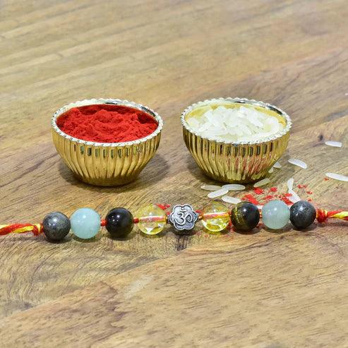 Money Magnet Rakhi – Crystal Rakhi with Citrine, Pyrite & Jade for Prosperity | Namami Store