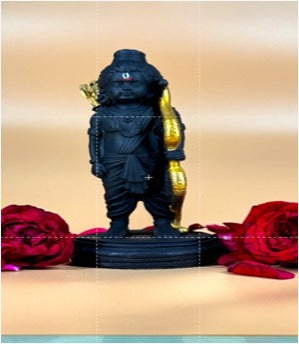 Elegant Ram Lalla Idol in Matte Black with Gold Dhanush – Divine Polyresin Murti for Home & Gifting