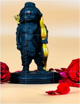 Elegant Ram Lalla Idol in Matte Black with Gold Dhanush – Divine Polyresin Murti for Home & Gifting