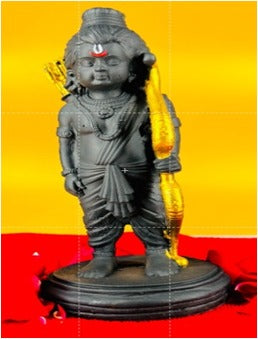 Elegant Ram Lalla Idol in Matte Black with Gold Dhanush – Divine Polyresin Murti for Home & Gifting