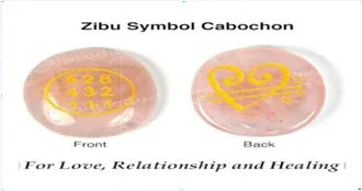 Rose Quartz Cabochon with Love Zibu Symbol & Switch Word – Natural Healing Crystal for Bonding, Reiki & Energy Work
