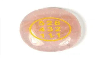 Rose Quartz Cabochon with Love Zibu Symbol & Switch Word – Natural Healing Crystal for Bonding, Reiki & Energy Work