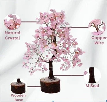 Rose Quartz Crystal Bonsai Tree – Feng Shui Gem Tree for Love, Luck & Positive Energy