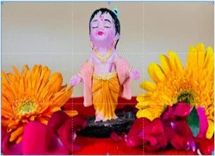 Bal Gopal Krishna Idol – Resin with Gold Finish | Krishna Murti for Car Dashboard, Home Temple & Office Decor | Hindu God Statue