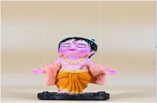 Bal Gopal Krishna Idol – Resin with Gold Finish | Krishna Murti for Car Dashboard, Home Temple & Office Decor | Hindu God Statue