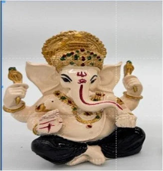 Pavitra Ivory Lord Ganesha Idol – Decorative Ganpati Murti for Home, Pooja & Gifting