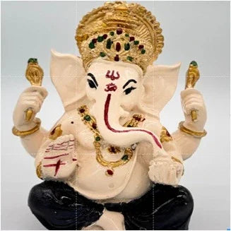 Pavitra Ivory Lord Ganesha Idol – Decorative Ganpati Murti for Home, Pooja & Gifting