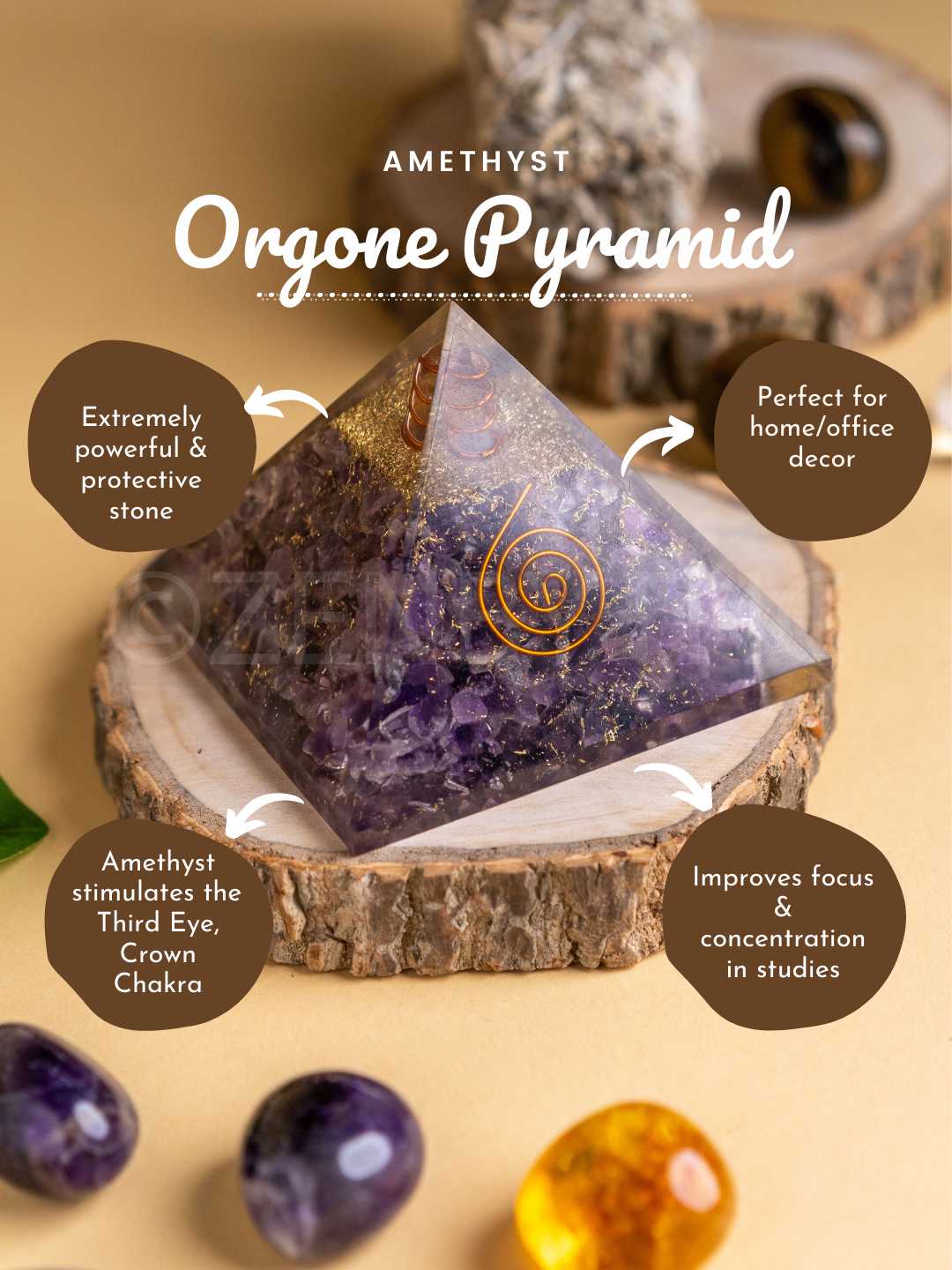 Amethyst Orgone Pyramid – Reiki, Meditation & Vastu Healing Crystal