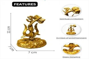 Shiv Ji Trishul with Damru – Gold Resin Showpiece for Car Dashboard, Home & Spiritual Décor